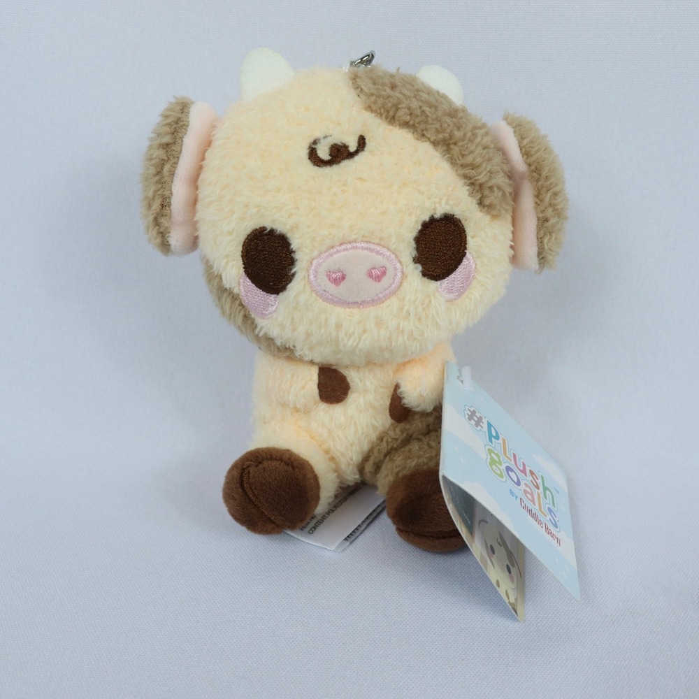 Cuddle Barn Plush Goals Mini Moocha Cow Plush Stuffed Animal Keychain Clip NEW